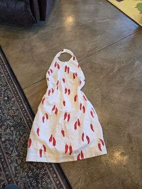 NWT Commense Chili Pepper Halter Neck White Mini Dress Open Back